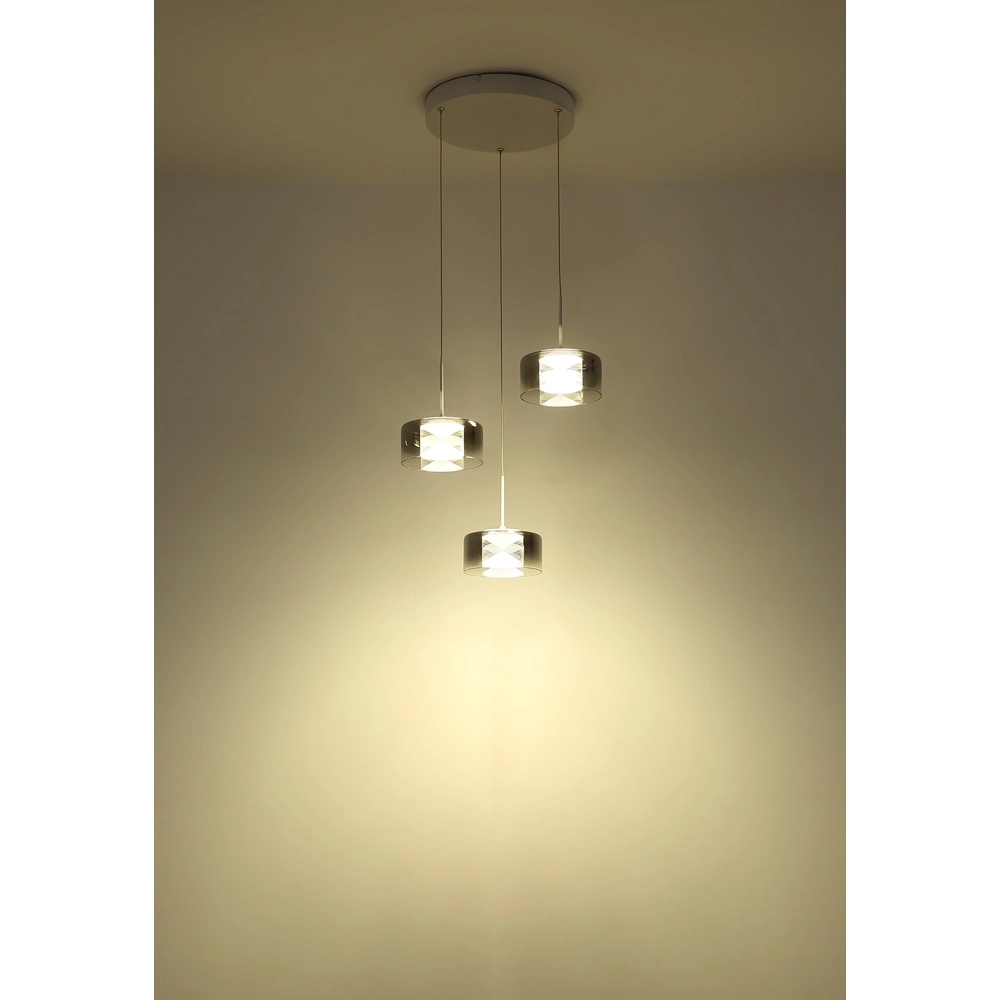 Design hanglamp Belinda 3-lichts wit met smoke glas Globo 9007371578368