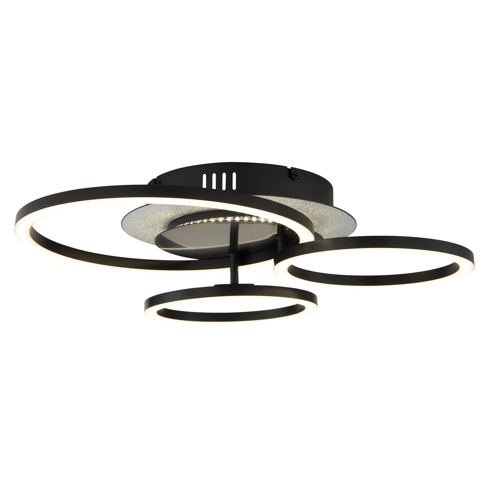 Zwarte plafondlamp Norberto 3 ringen Globo 9007371572830
