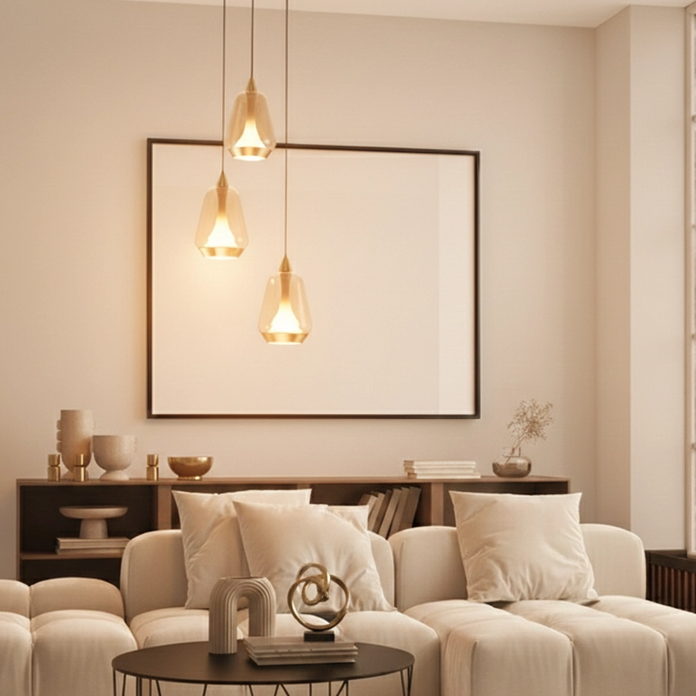 Design hanglamp Alish 3-lichts amber glas