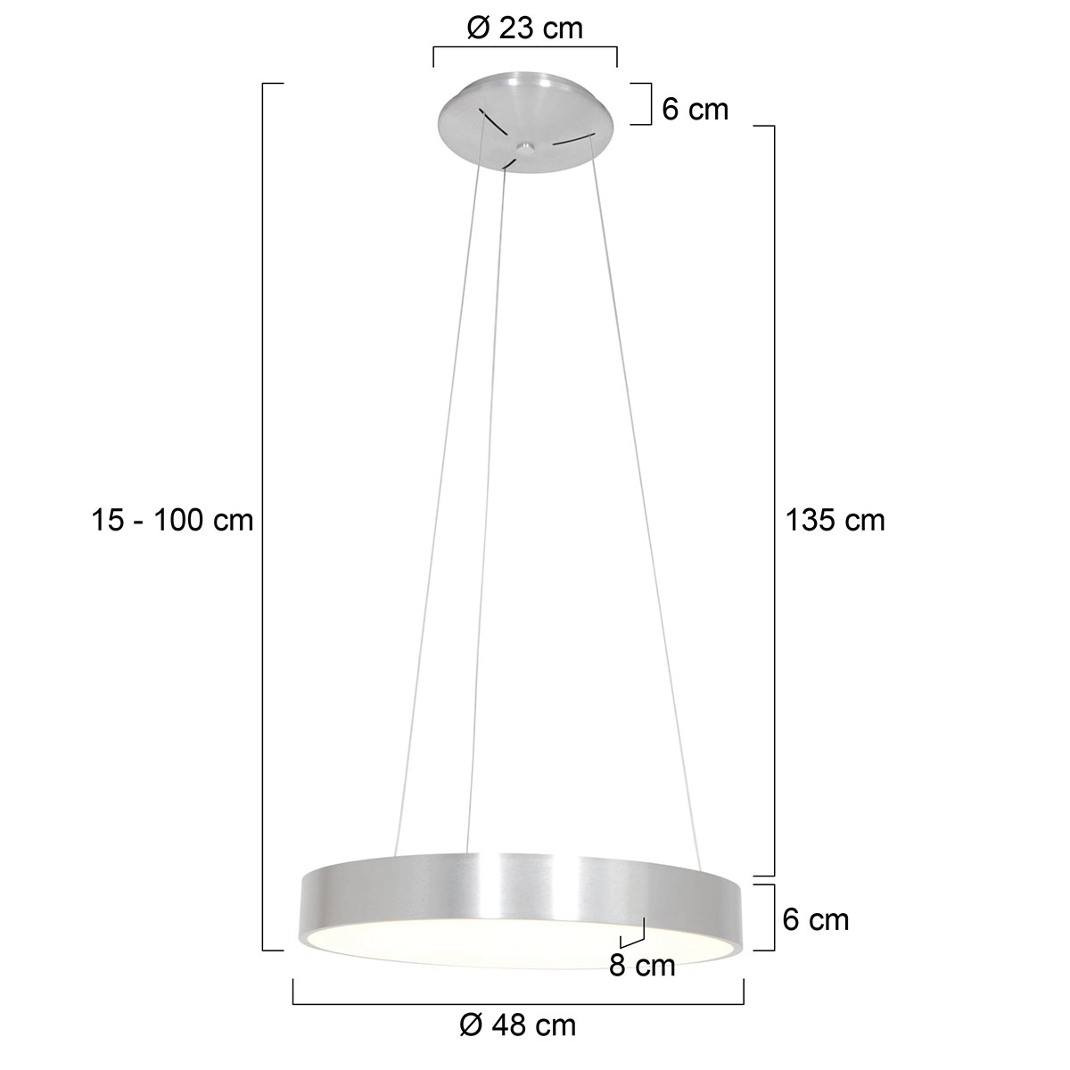 Led hanglamp Ringlede Ø 48cm metaalgrijs Steinhauer 8712746135213