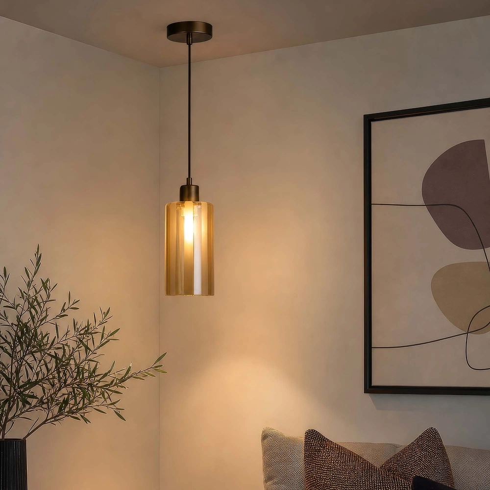 Design hanglamp Kent brons enkel Ø 11cm Searchlight 5,05342E+12
