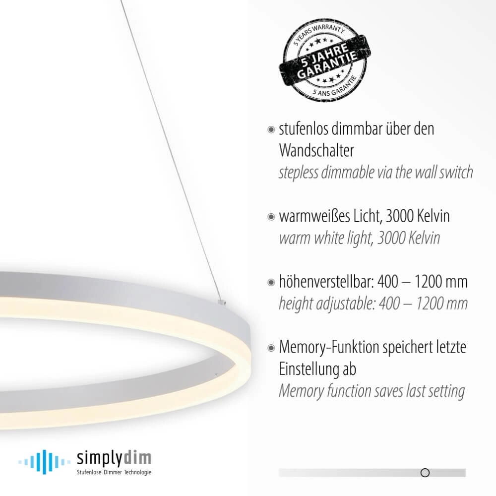 Moderne hanglamp Titus Ø 60cm wit Paul Neuhaus 4012248365366