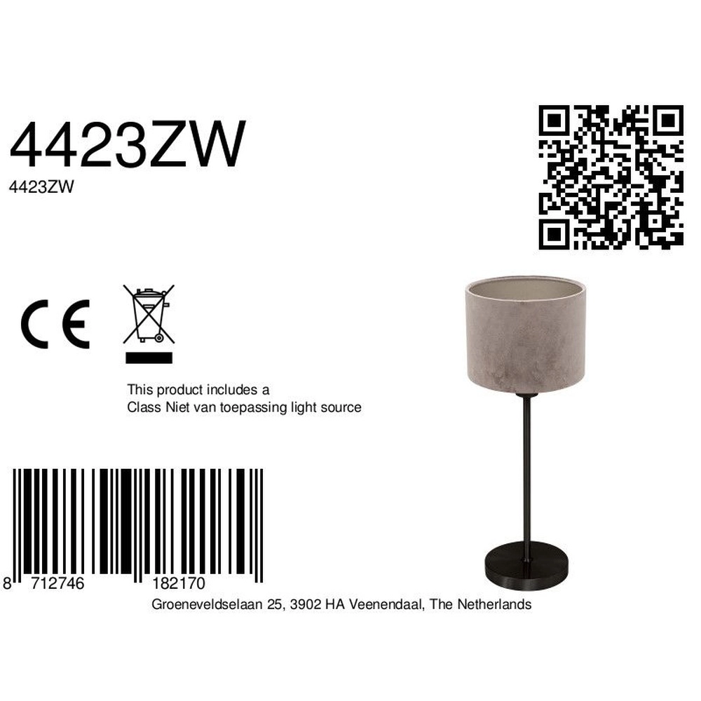 Zwarte tafellamp Noor met grijze kap Steinhauer 8712746182170