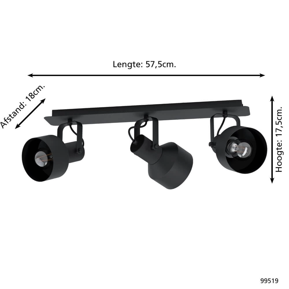 3-lichts zwarte spot Casibare Eglo 9002759995195
