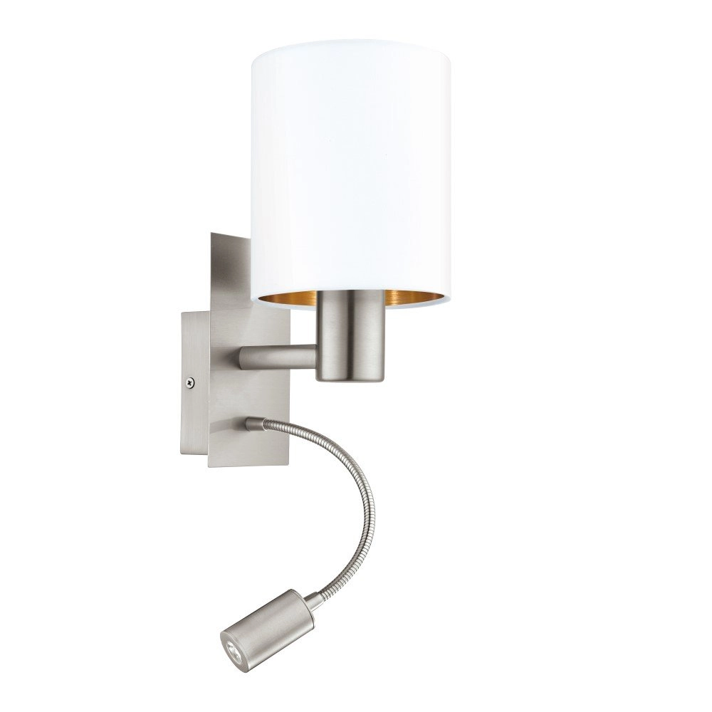 Wandlamp Pasteri witte kap met leeslampje