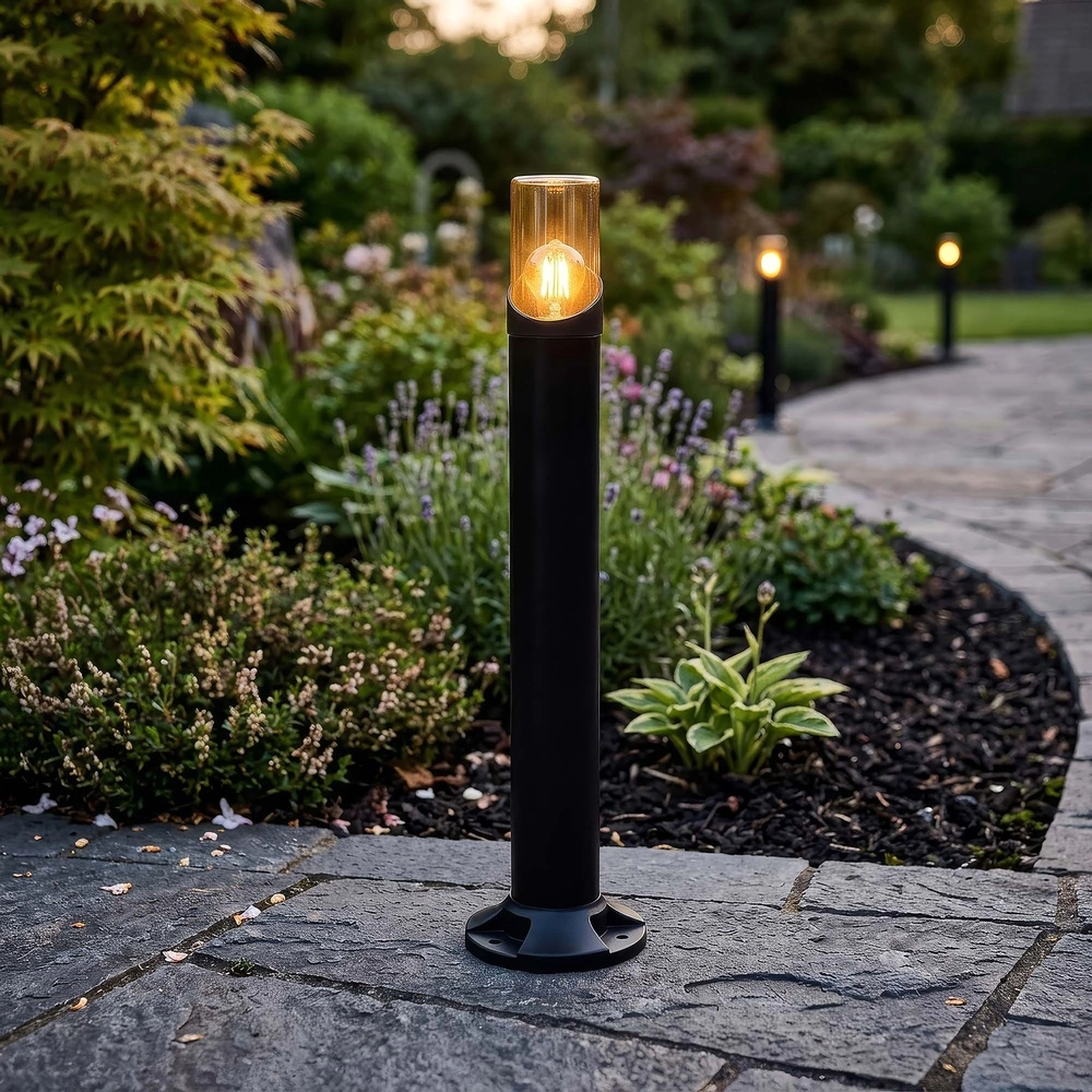 Tuinlamp Broadway zwart met amber glas 45cm Searchlight 5,05342E+12