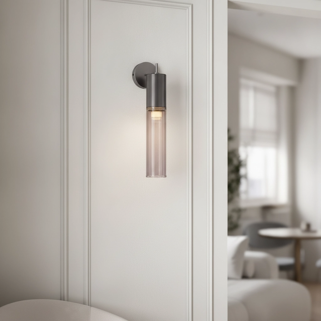 Design wandlamp Brielle antraciet met mokka glas