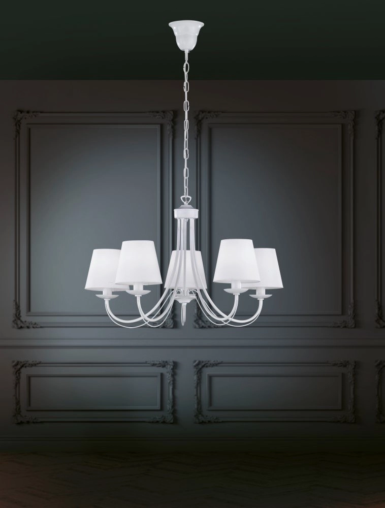 Witte landelijke kroonluchter Cortez 5-lichts 66cm Trio 4017807343670
