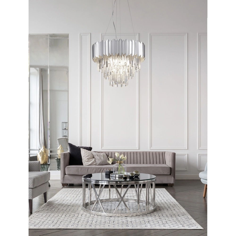 Hanglamp Magnolia chroom en kristal Ø 50cm Lyora 5212017434951