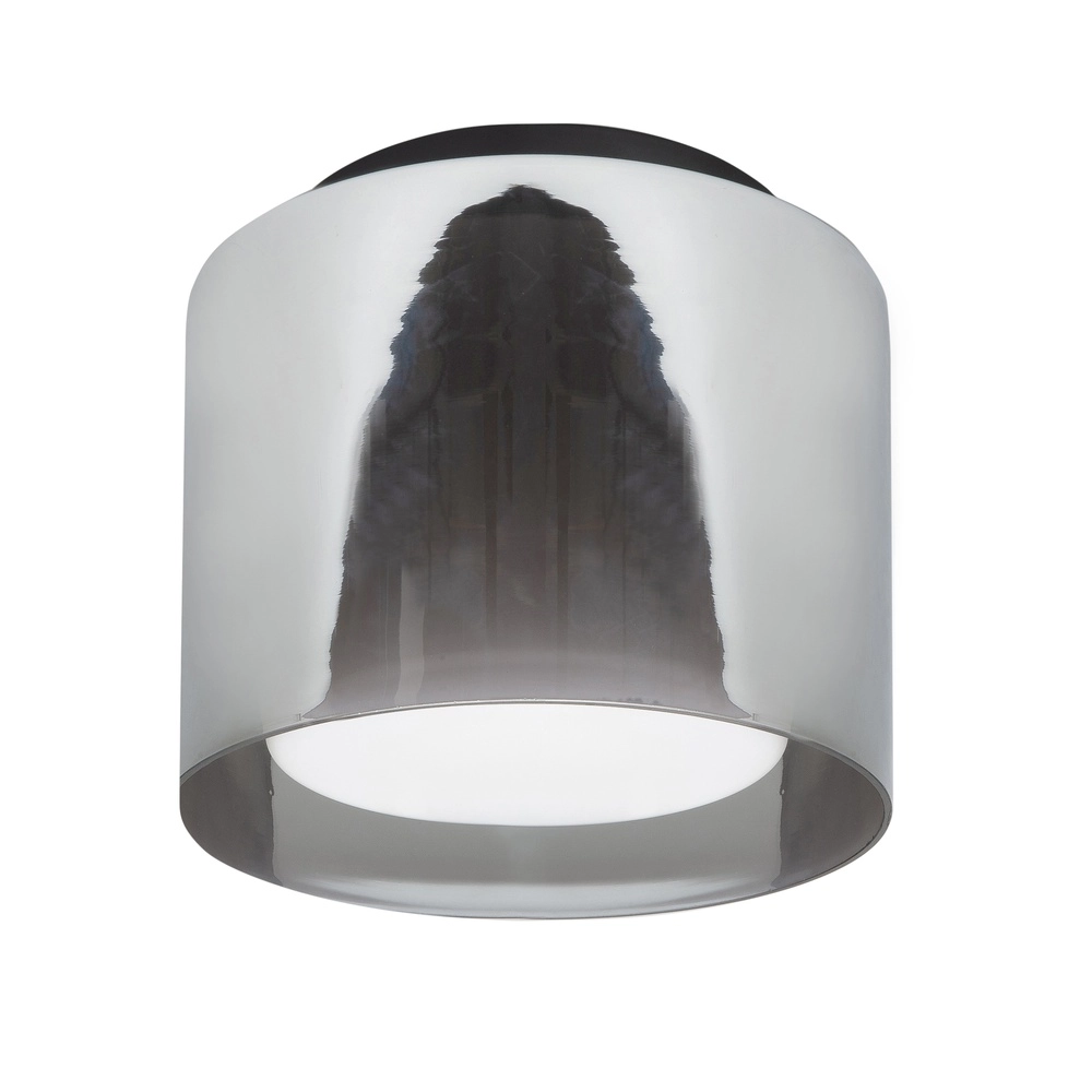 Plafondlamp Ice zwart met smoke glas