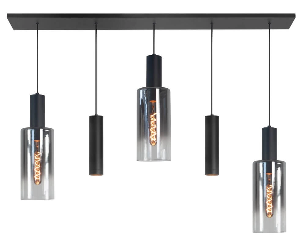 Hanglamp Perugia zwart - 3x E27 - 2x GU10 Hanglamp Perugia zwart - 3x E27 - 2x GU10