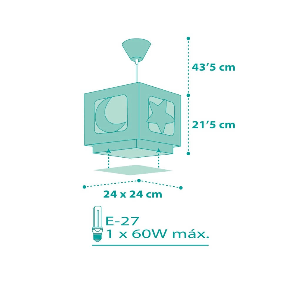 Kinderkamer hanglamp Moonlight turquoise Dalber 8420406800882