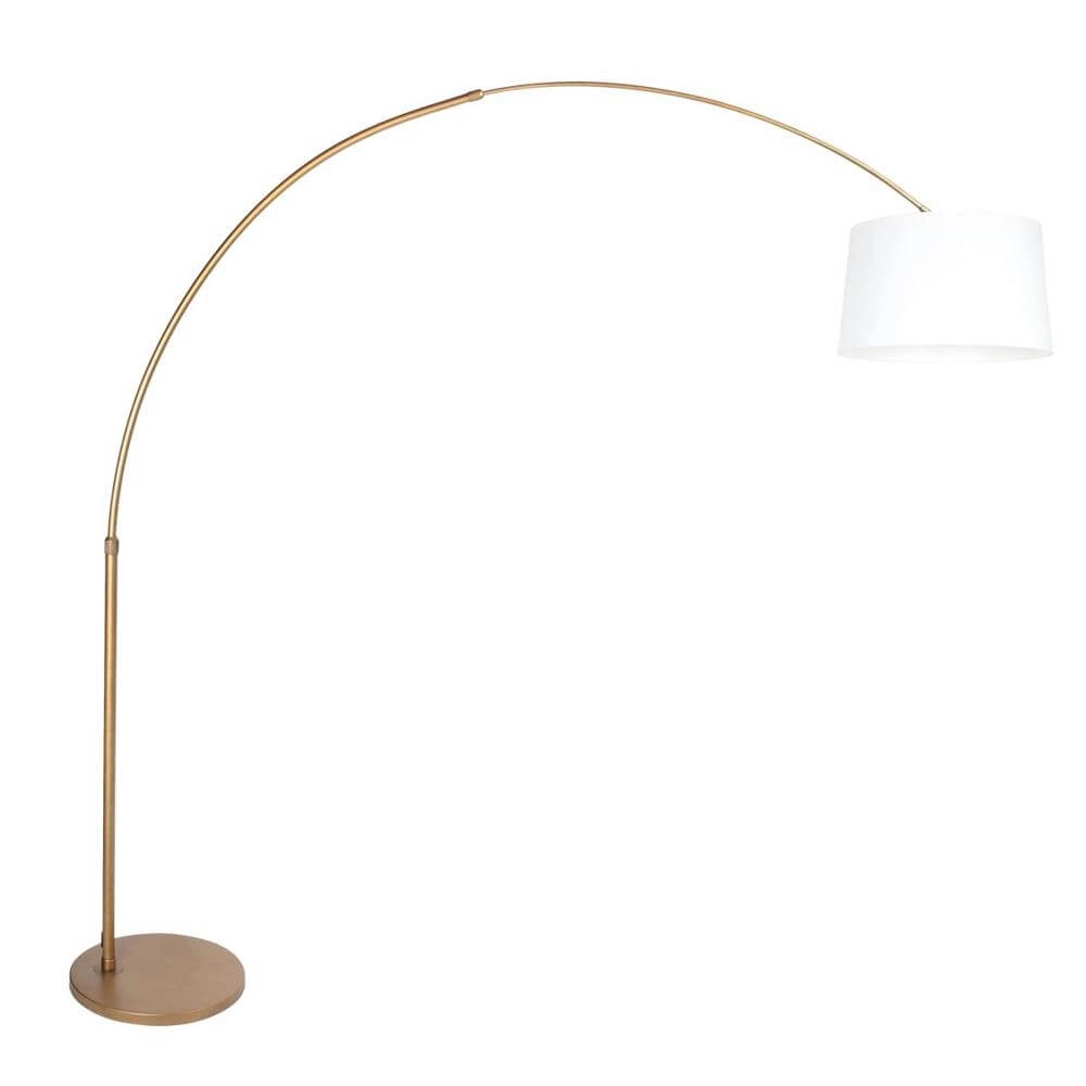 Booglamp Sparkled Light brons met grof witte kap Ø 42cm