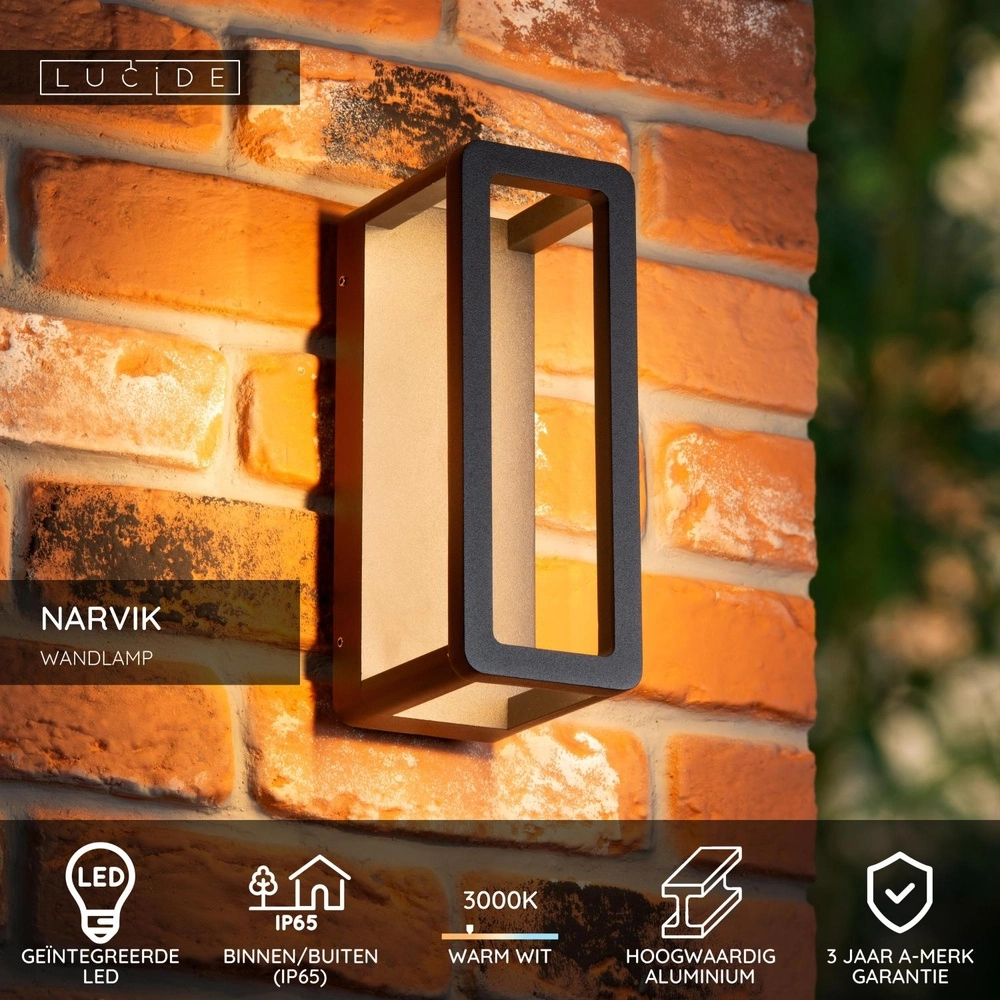 Unieke wandlamp Narvik zwart Lucide 5411212152022