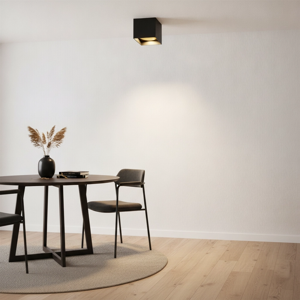 Vierkante plafondlamp Brock zwart met gouden binnenkant