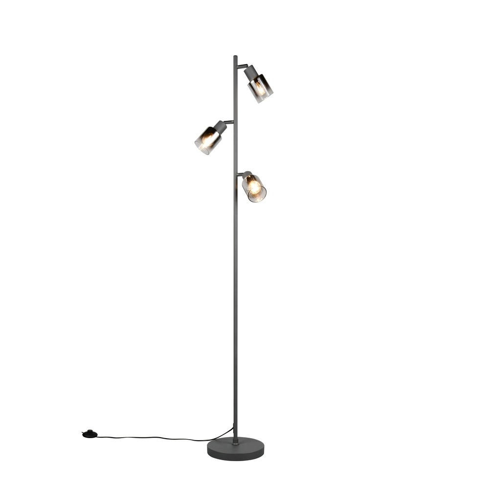 Vloerlamp Cadiz 3-lichts smoke glas Vloerlamp Cadiz 3-lichts smoke glas