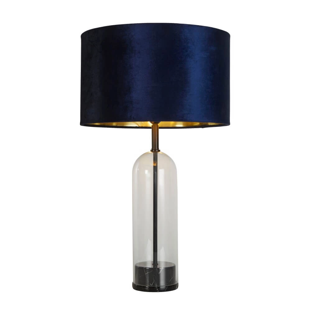 Unieke tafellamp Oxford met donkerblauwe kap Searchlight 5053423256665