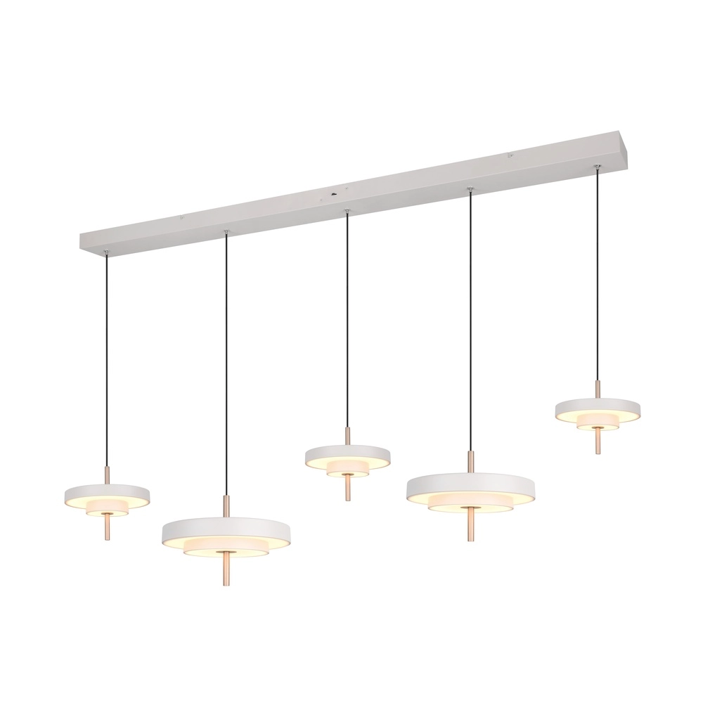5-lichts hanglamp Keaton wit