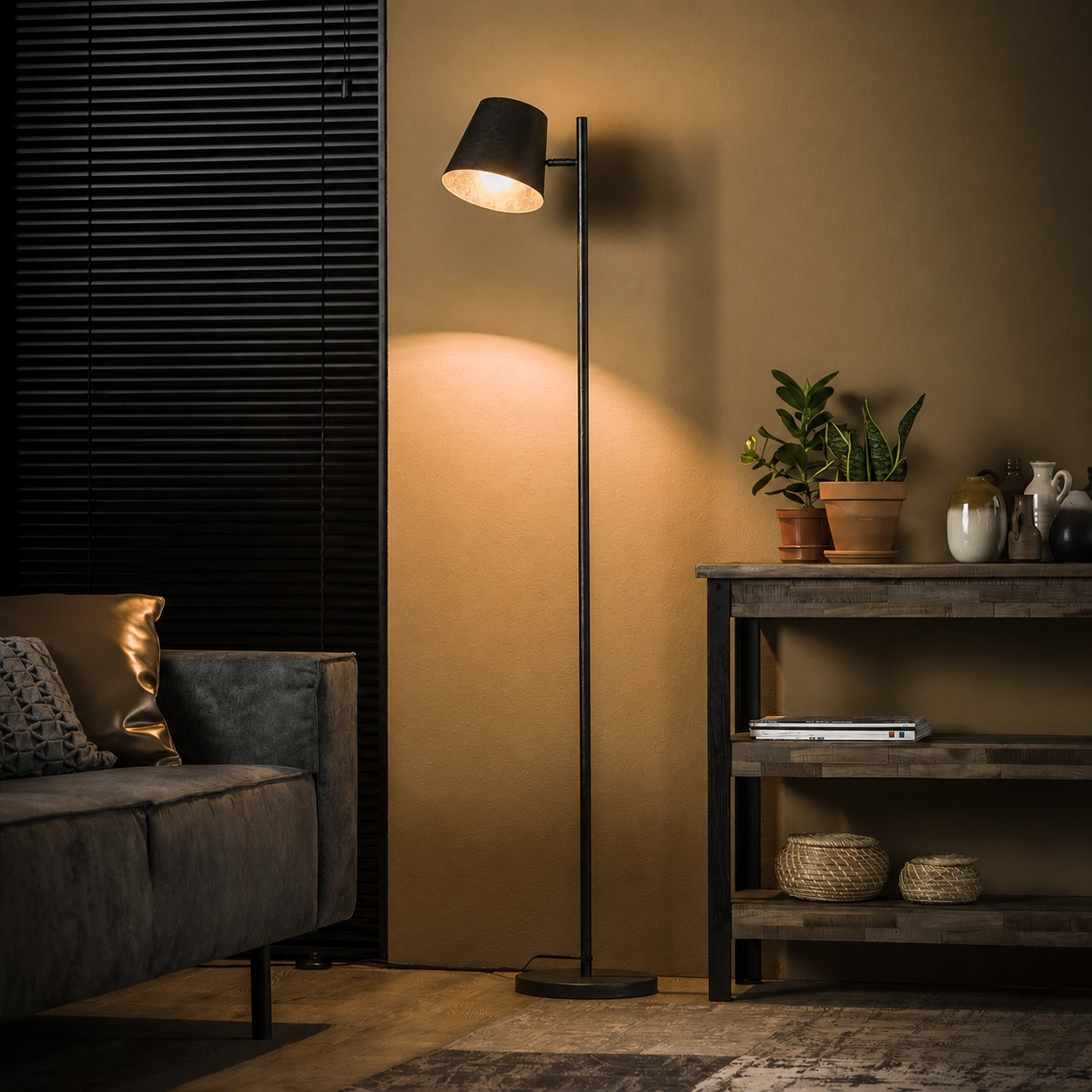 Metalen vloerlamp Flex 157cm - charcoal