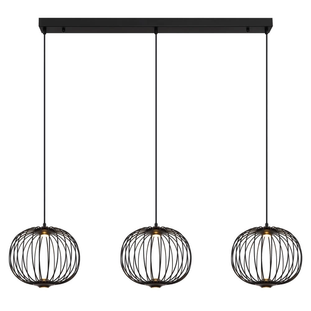 Zwarte hanglamp Galway 3-lichts kooi Globo 9007371462339