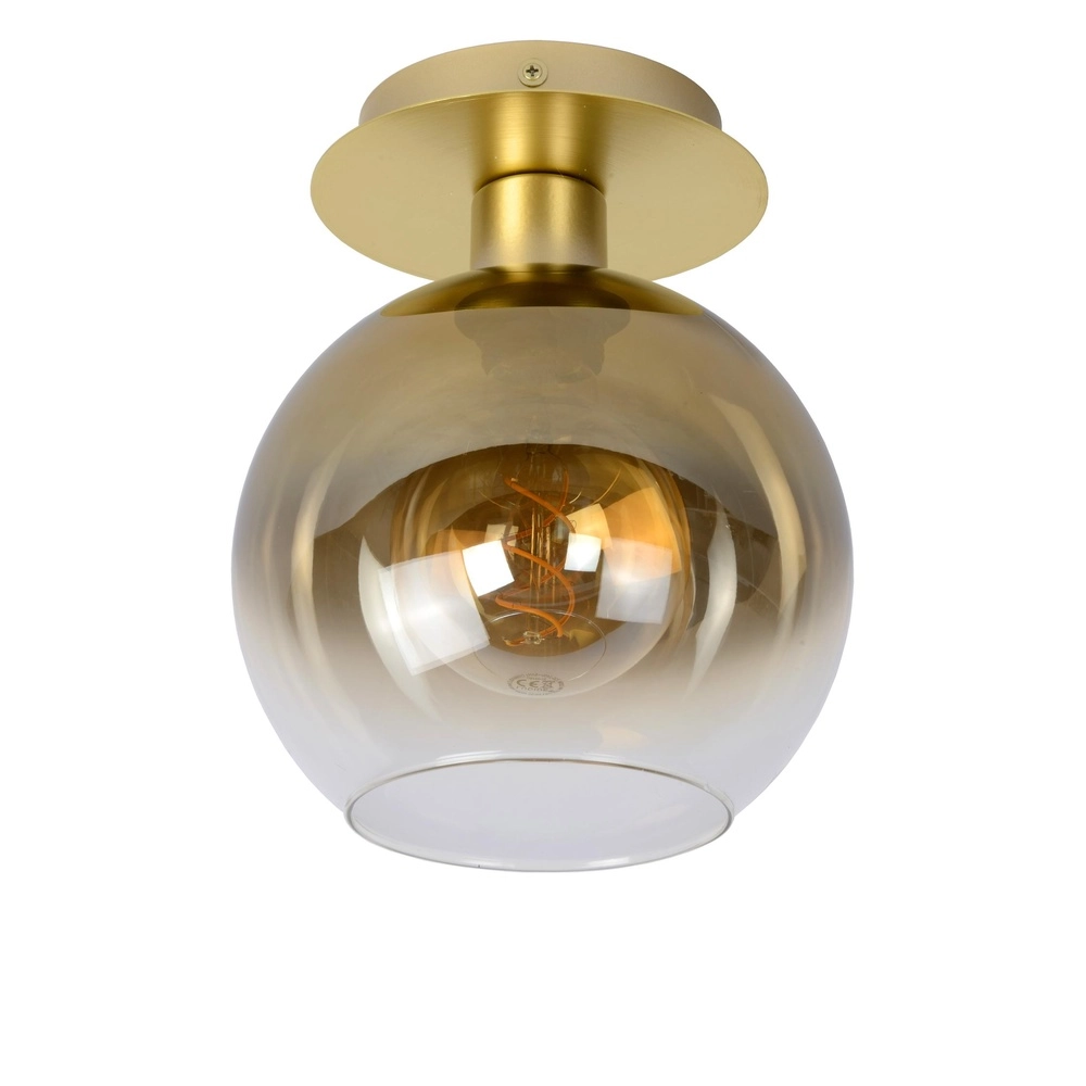 Plafondlamp Marius goud met amber glas