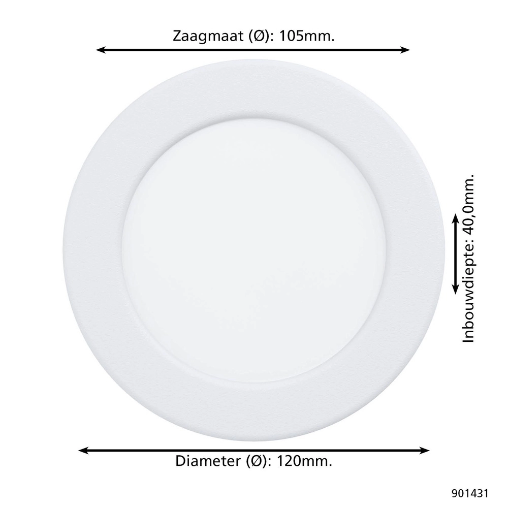 IP44 inbouw lamp Fueva 6-Z Zigbee - wit - Ø 12cm