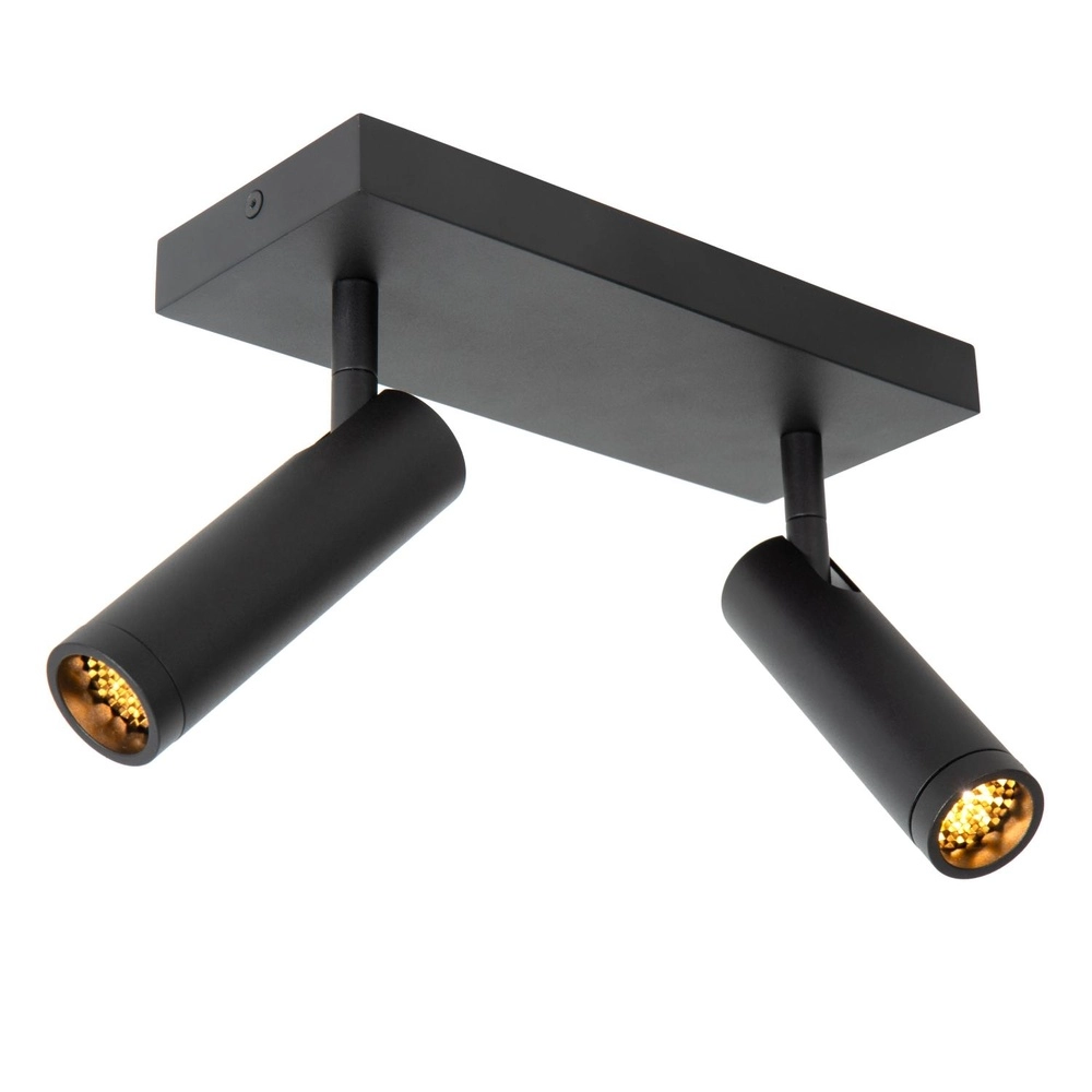 Strakke plafondlamp Grado 2-lichts zwart Lucide 5411212221674