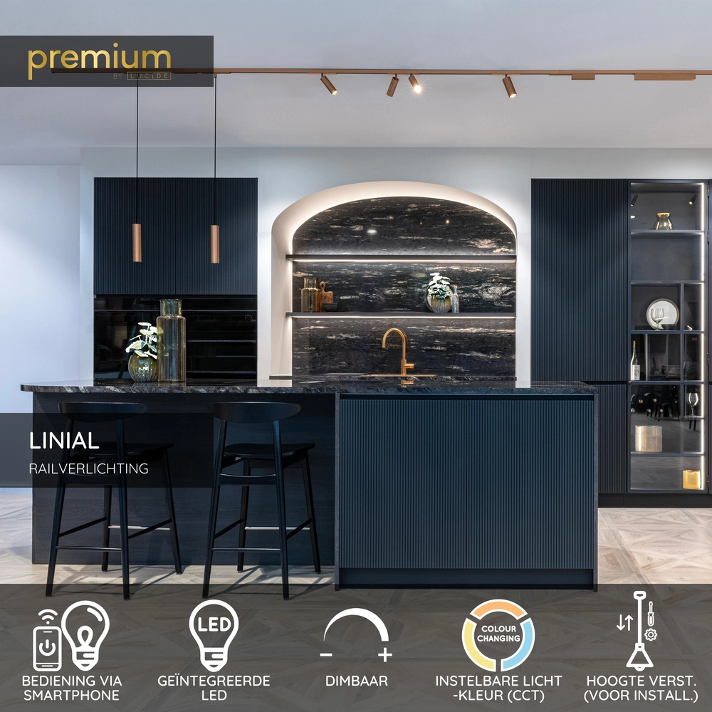 1-fase hanglamp voor rail Linial Luxus champagne Premium by Lucide 5411212552334