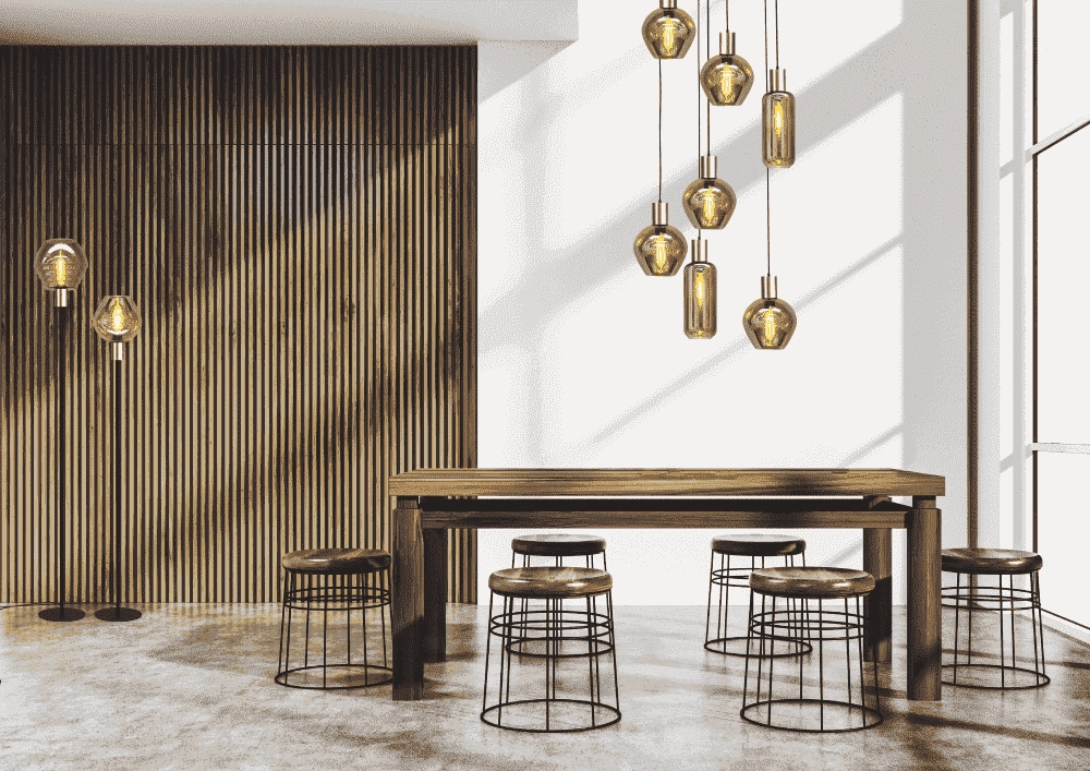 Zwarte hanglamp met goud Bounty 5-lichts met gouden fitting Masterlight 8718121245720