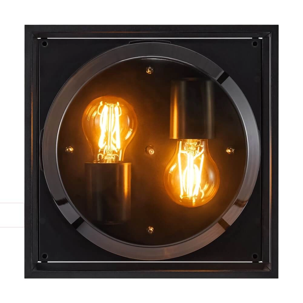 Zwarte plafondlamp IP44 Griffin met smoke venster Nordlux 5704924010767