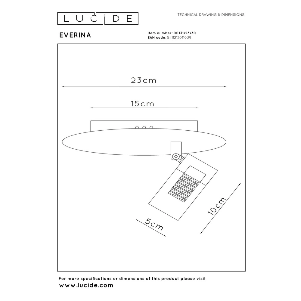 Strakke plafondlamp Everina Ø 23cm Lucide 5411212011039