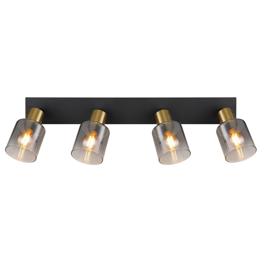 4-lichts plafondlamp Hollsy zwart met smoke glas Globo 9007371451852