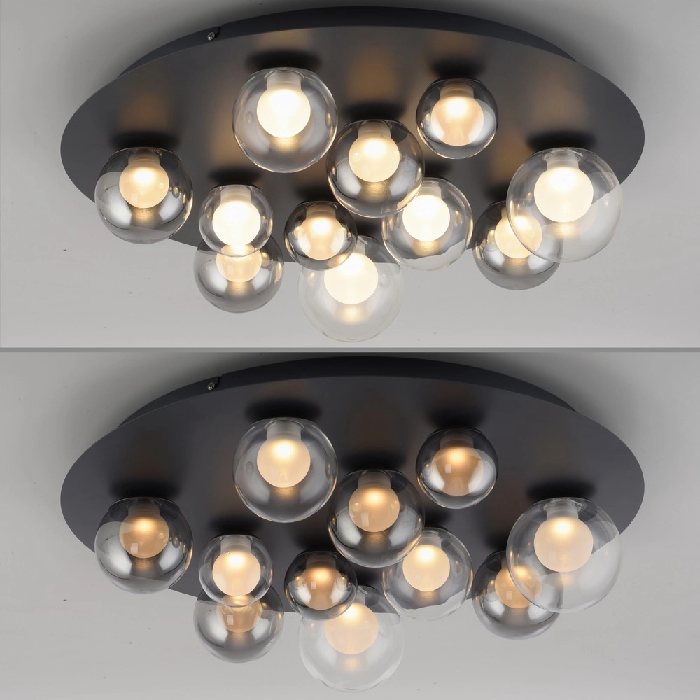 11-lichts plafondlamp Pure Popup Mystic grey met smoke glas Paul Neuhaus 4012248397176