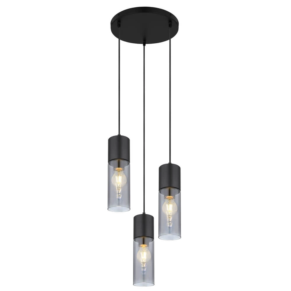 Strakke hanglamp Annika 3-lichts zwart rond Strakke hanglamp Annika 3-lichts zwart rond