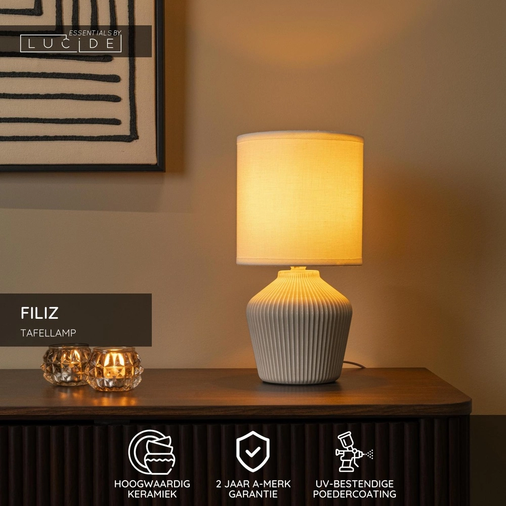 Prachtige schemerlamp Filiz Ø 16cm crème Lucide 5411212470348