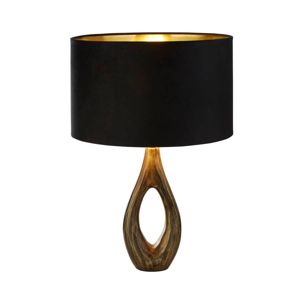 Gouden tafellamp Bucklow met zwarte kap Searchlight 5053423257297