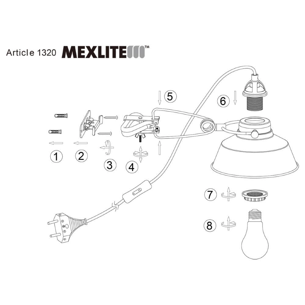 Wandlamp Mexlite zwart met goud Steinhauer 8712746114720