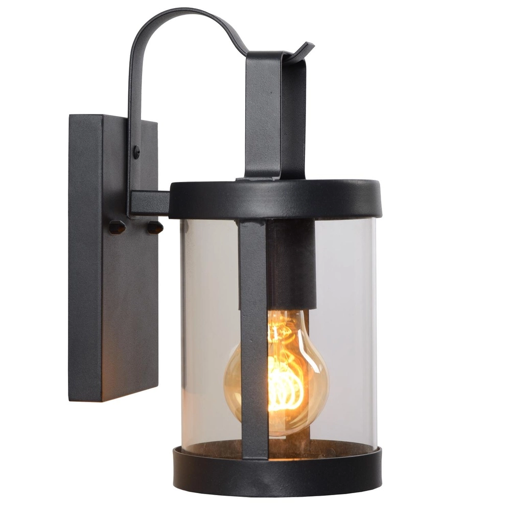 Zwarte wandlamp Lindelo IP23 Lucide 5411212290366