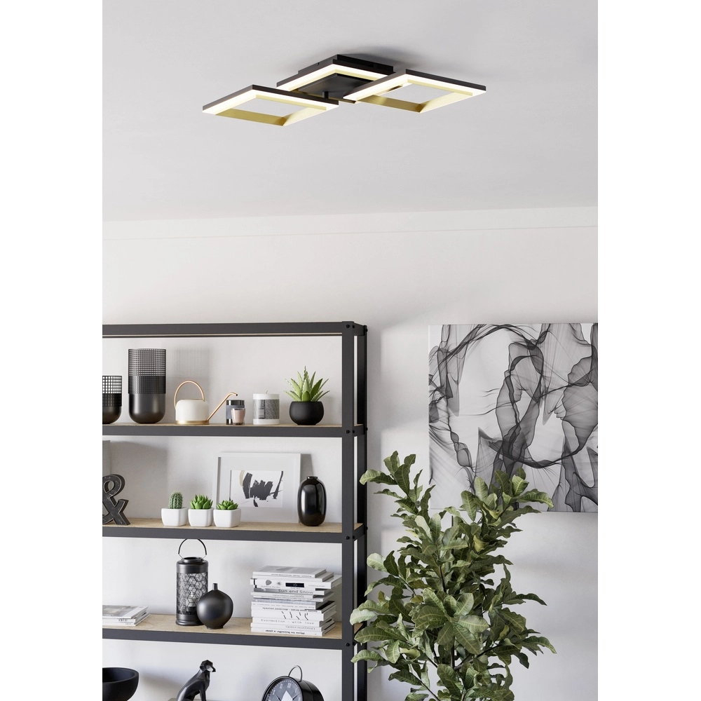 Plafond led lamp Calliera vierkant - zwart met goud Eglo 9008606316144