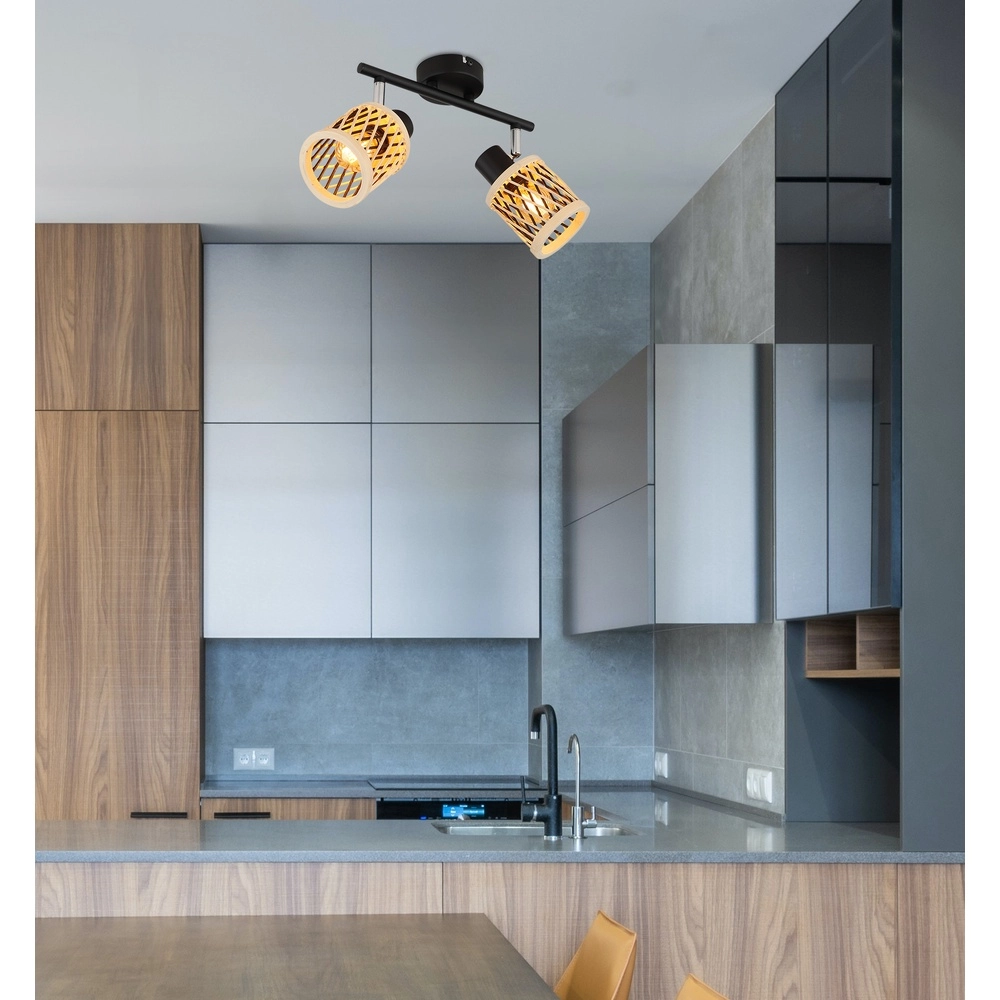 Wandlamp Mali 2-lichts zwart met kapjes Globo 9007371531714