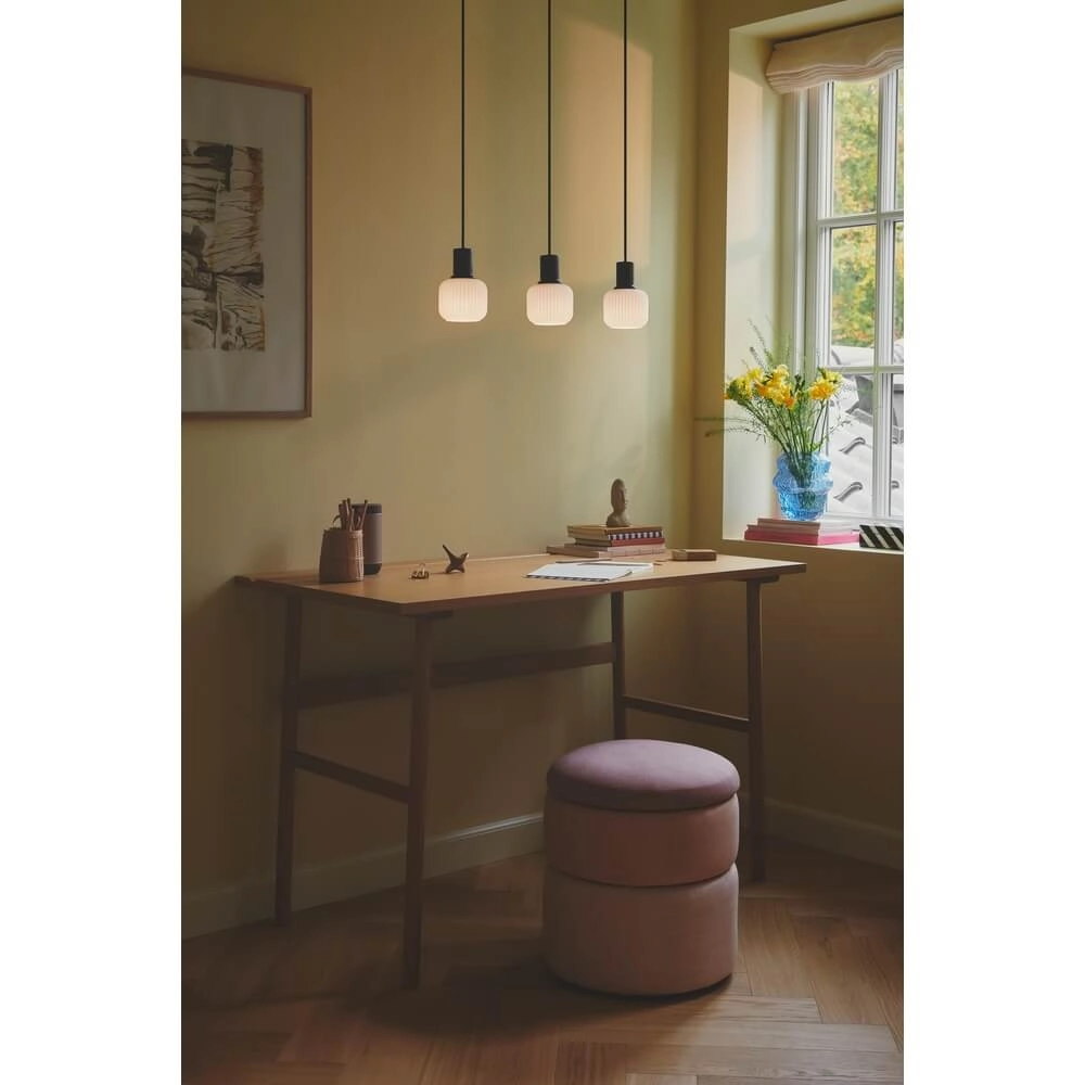 3-lichts hanglamp Milford zwart met wit Nordlux 5704924018671