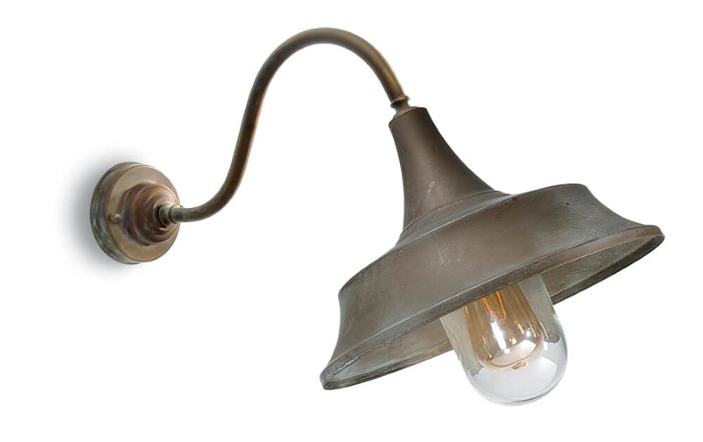 Schuine buitenlamp Atelier verouderd messing