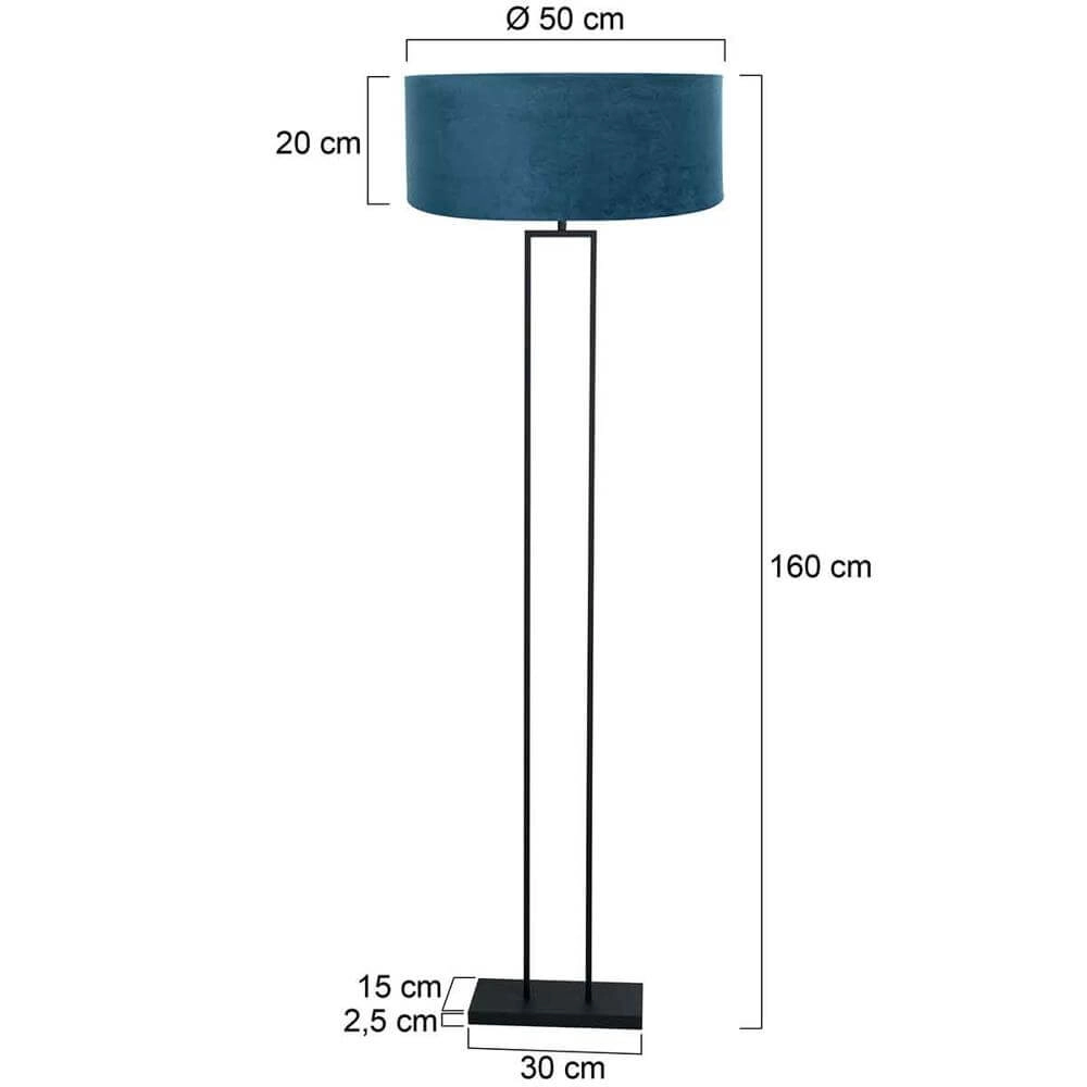 Vloerlamp 160cm Stang zwart met blauwe kap Steinhauer 8712746173918