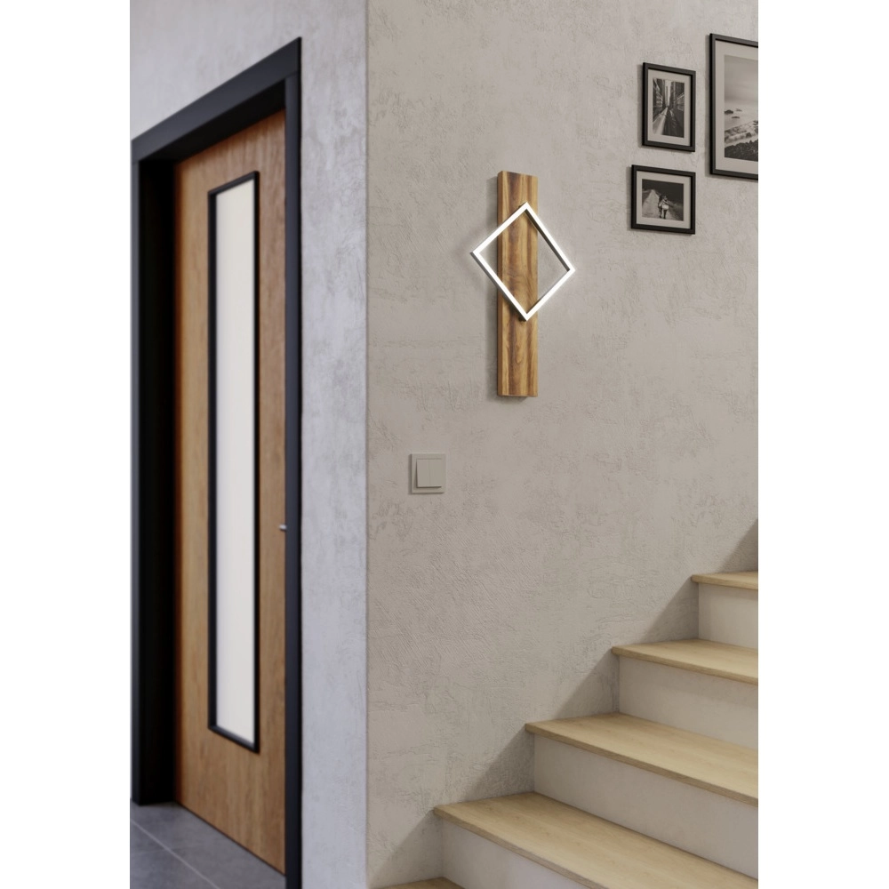 Design wandlamp Boyal zwart met donker hout Eglo 9008606351947