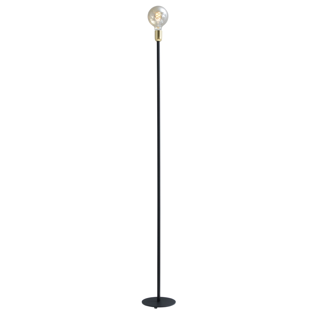 Zwarte vloerlamp Tube 155cm met gouden fitting Zwarte vloerlamp Tube 155cm met gouden fitting