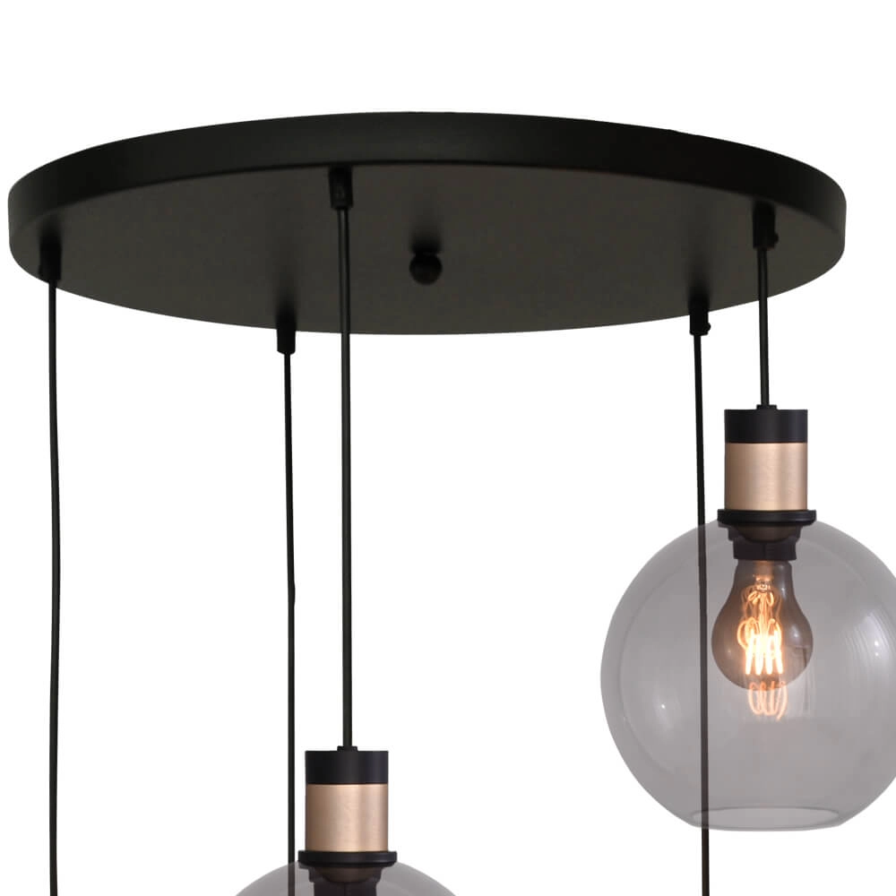 Vide hanglamp Lazise 2 5x Ø 20cm goud met zwart Masterlight 8718121303857