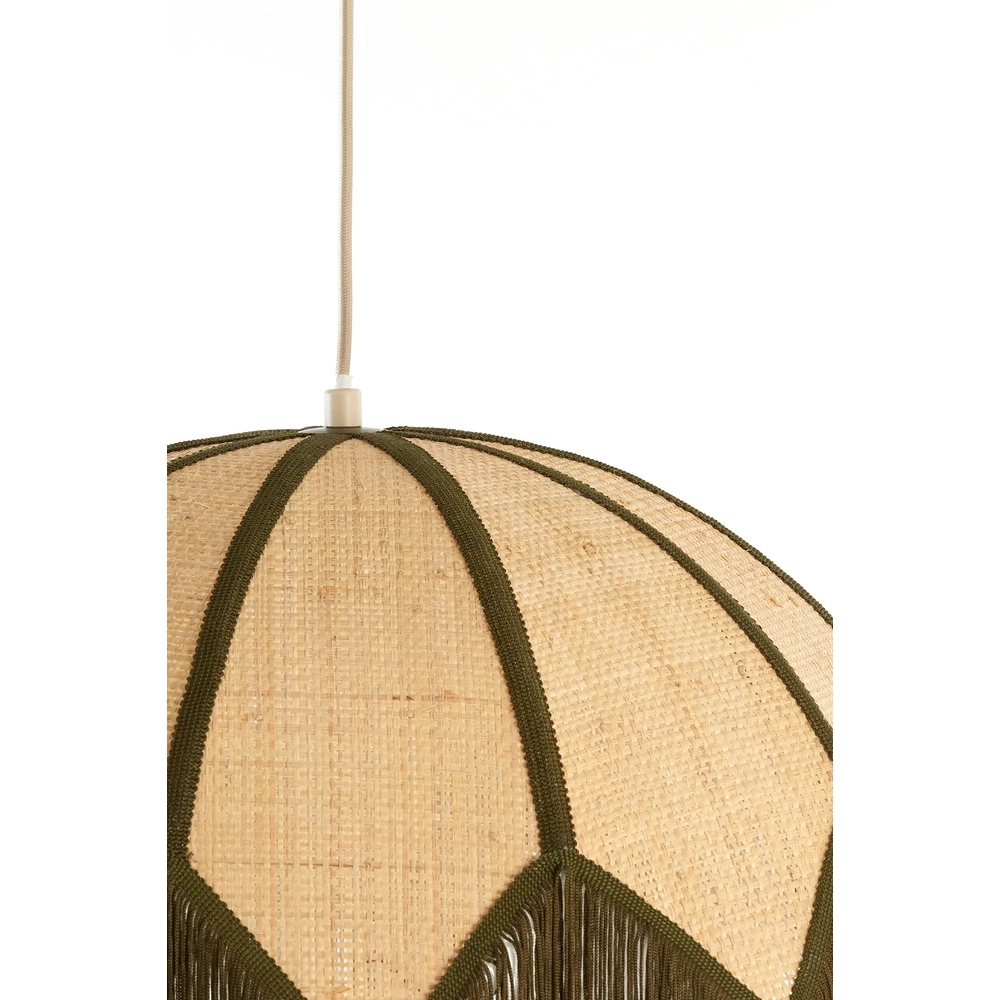 Ø 55cm hanglamp Sulina raffia met groen Light & Living 8717807762414
