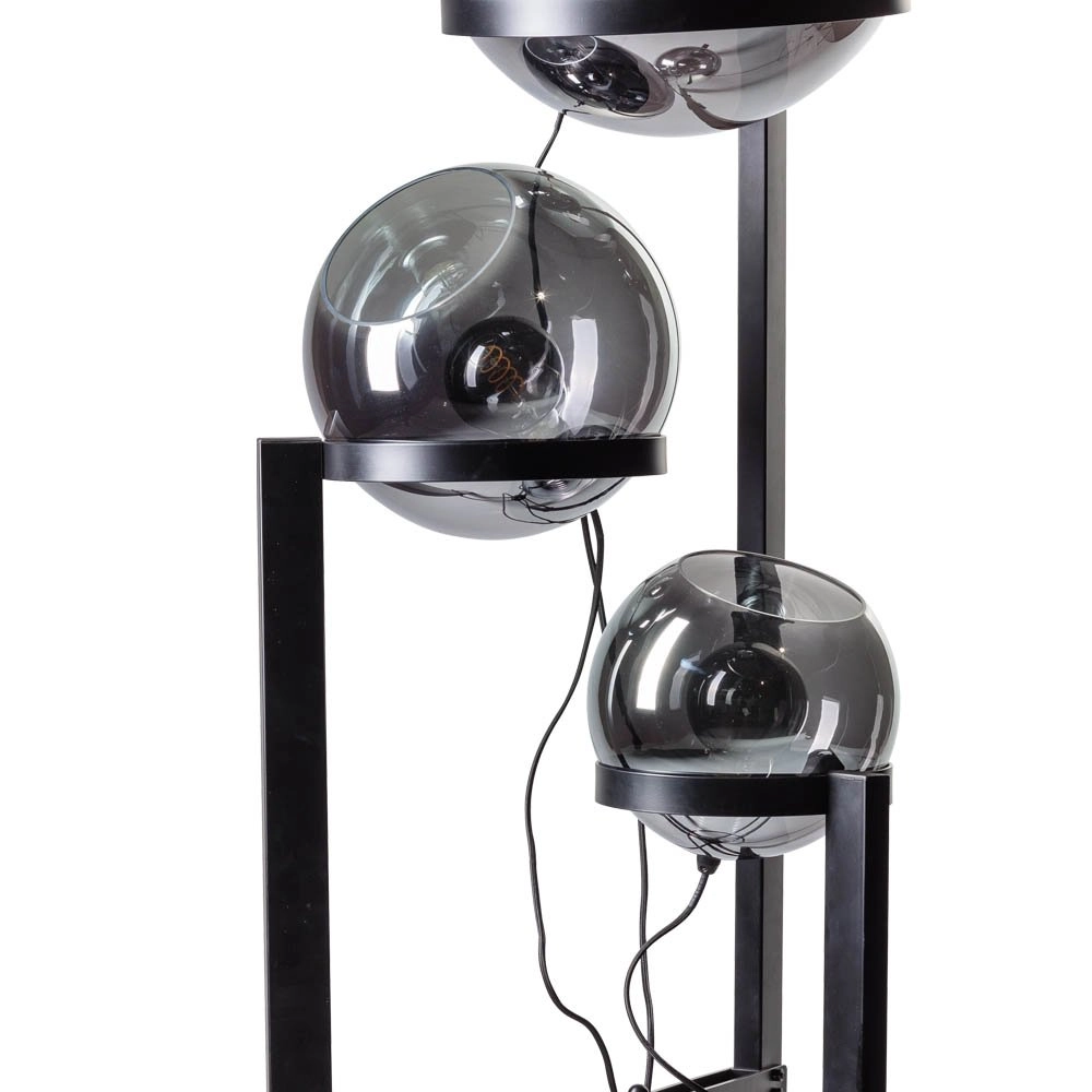 Glazen vloerlamp Orb 3-lichts zwart met spiegelglas ETH 8719075189283