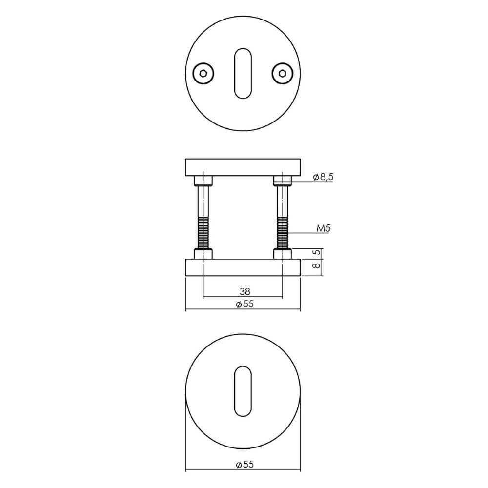 Set van 2 sleutelrozetten Shiraat koper mat Intersteel 8714186565117