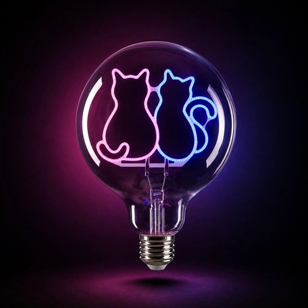 E27 lichtbron Lumopop katten - roze blauw Brilliant 4004353477676